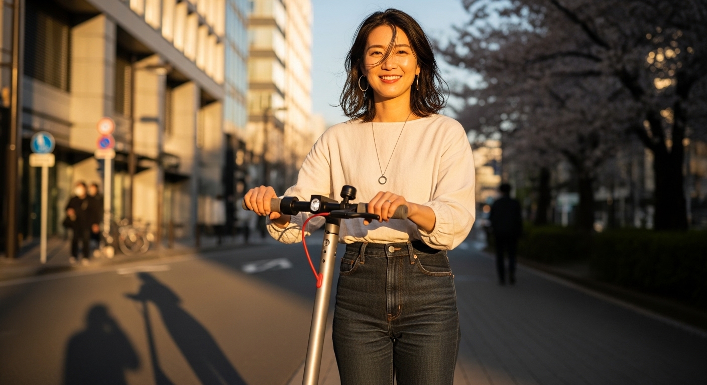 電動キックボードで長い距離を走るイメージ