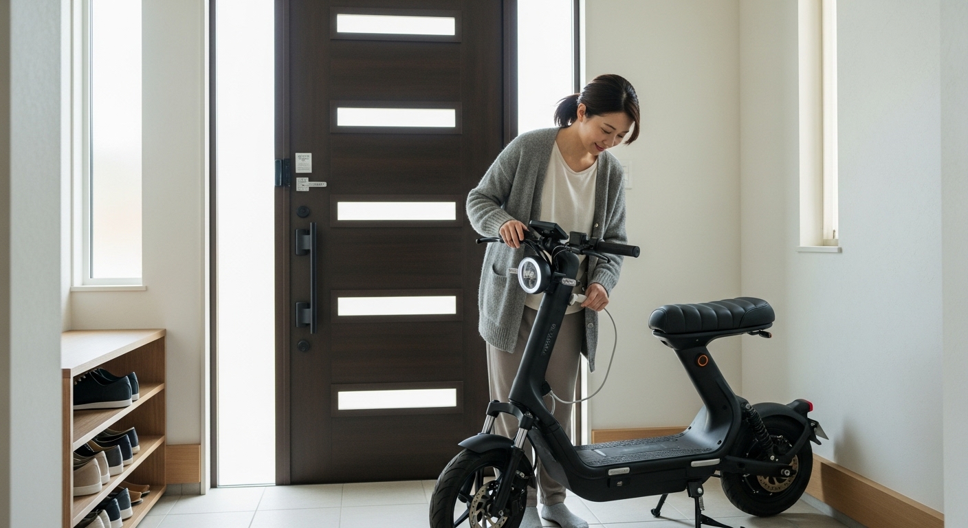 電動キックボードのバッテリー充電
