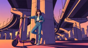 ピンクの電動キックボード