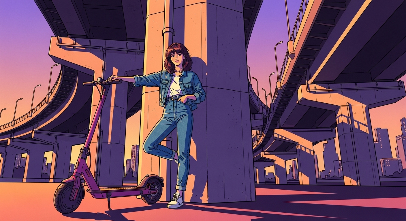 ピンクの電動キックボード