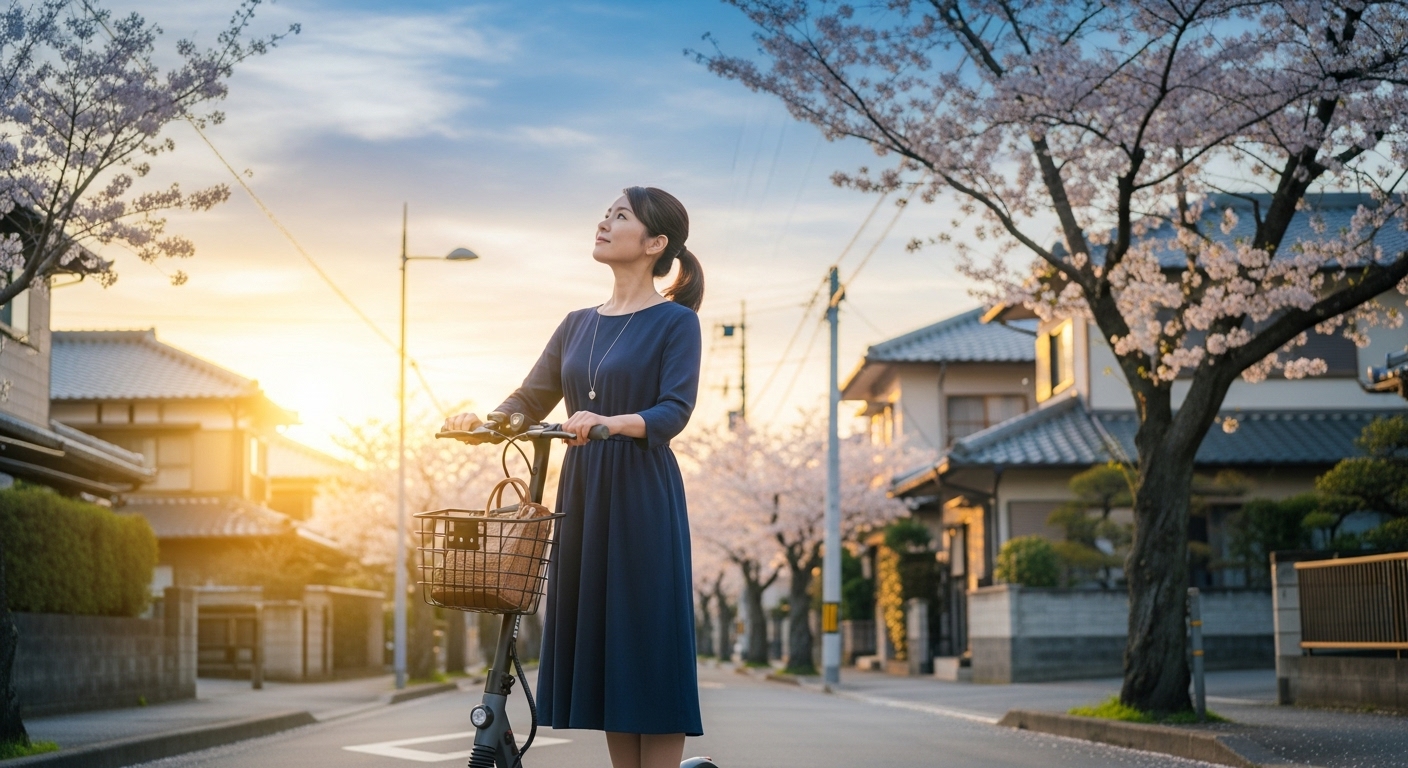 カゴ付きの電動キックボード