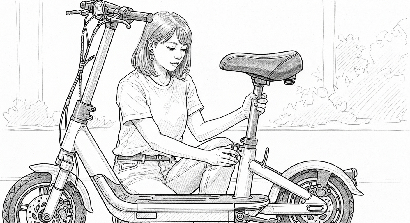 電動キックボードをメンテナンスしている様子