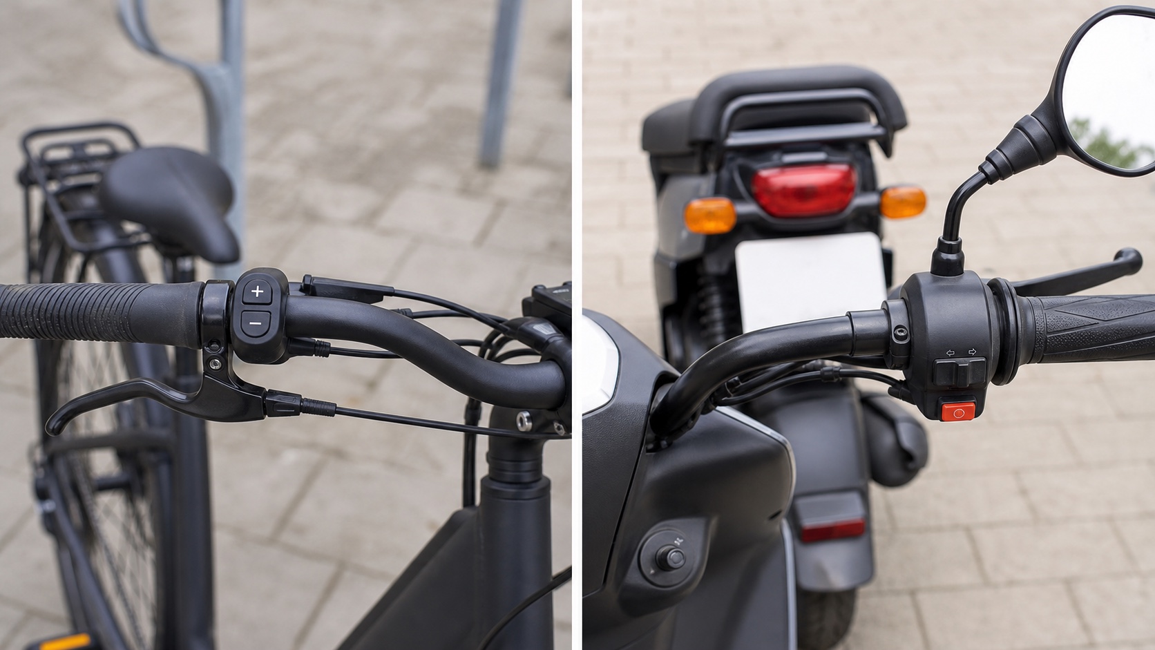 スロットルとナンバープレートで見るe-bikeとモペットの違い