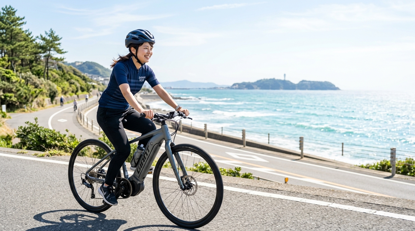 海沿いをE-BIKEで走るイメージ