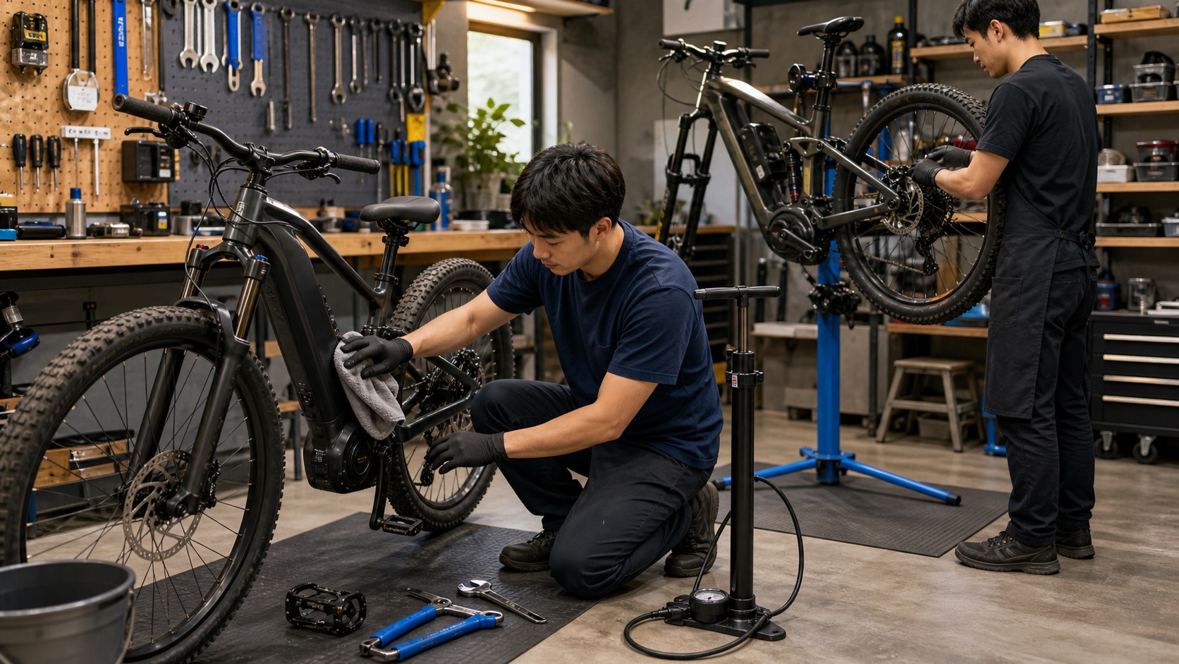 E-BIKEのDIY作業とプロ整備を比較したイメージ