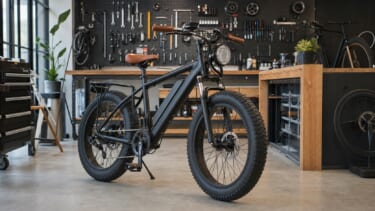 カスタムパーツを装着したE-BIKEが並ぶショップのイメージ
