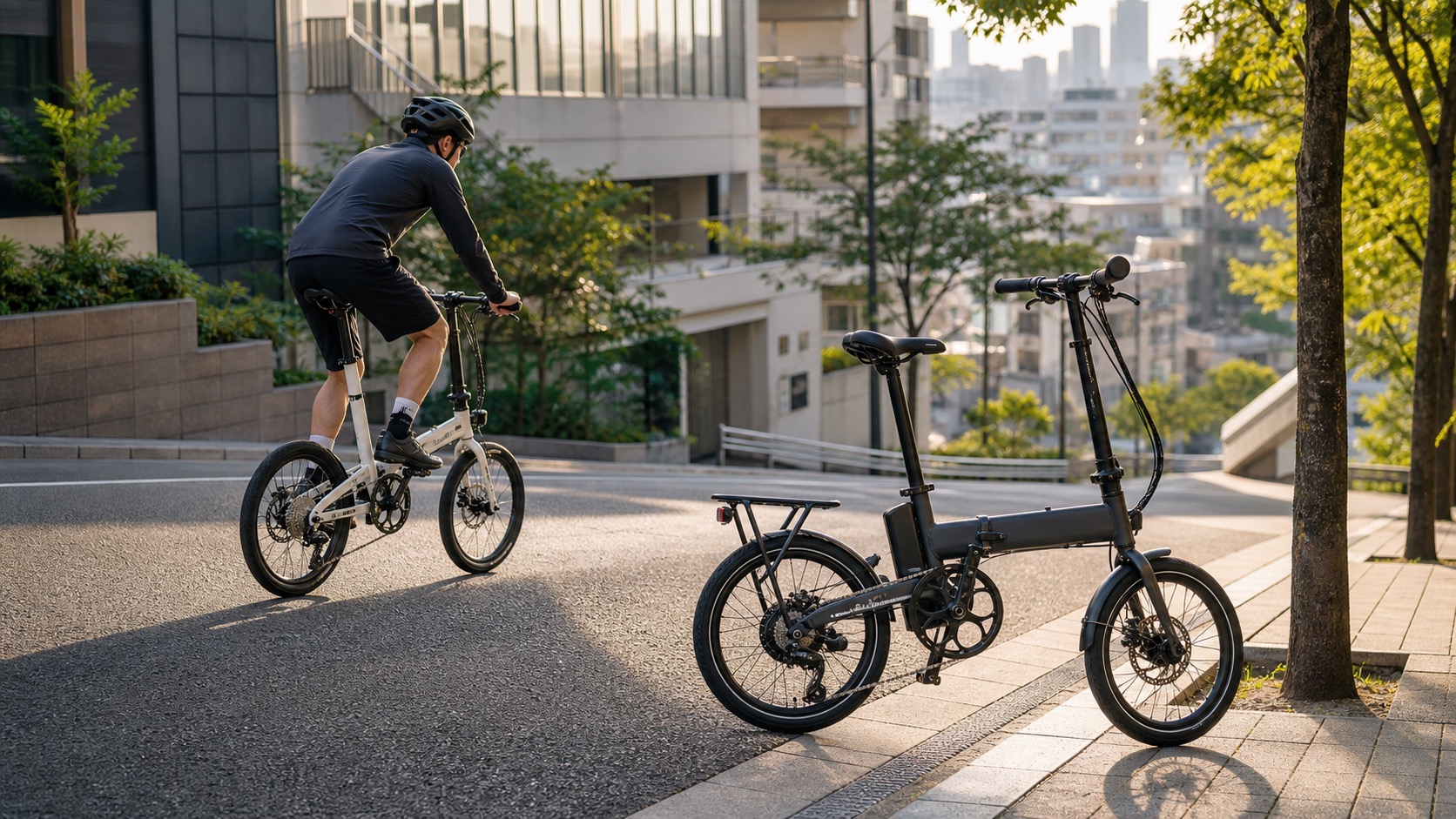 街乗り向けとスポーツ向けのe-bikeミニベロを紹介するイメージ