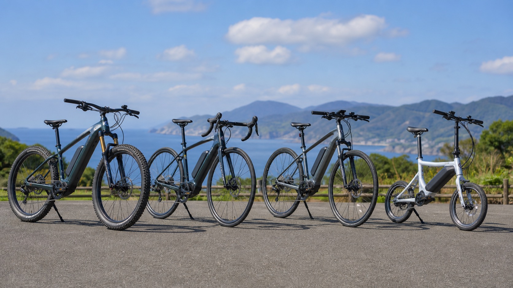 e-bikeの種類ごとの特徴が分かる4台の自転車