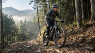 林道を走るe-MTBのオフロード走行イメージ