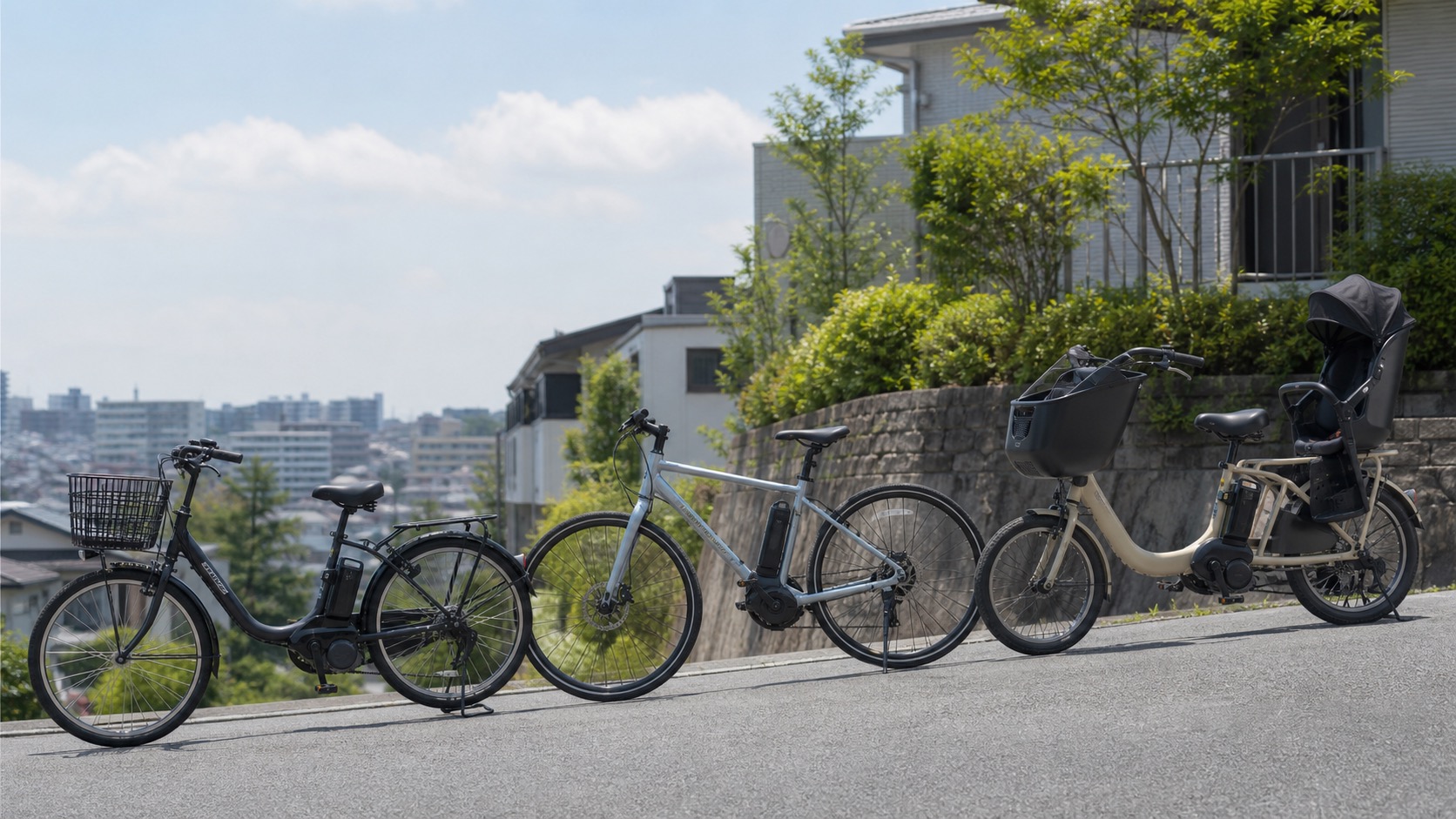 坂道向けの電動アシスト自転車を比較するイメージ