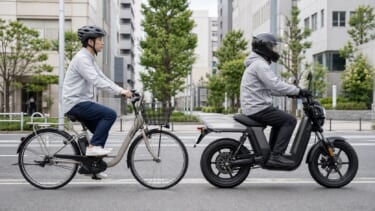 電動アシスト自転車とモペットの違いを比較したイメージ