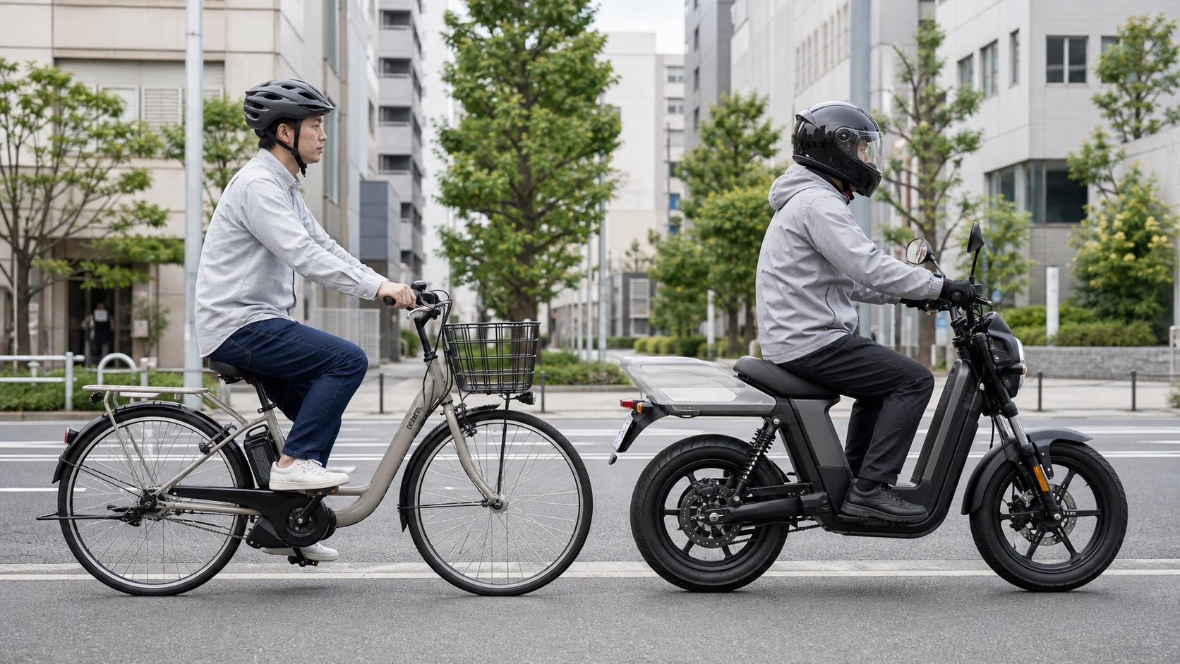 電動アシスト自転車とモペットの違いを比較したイメージ