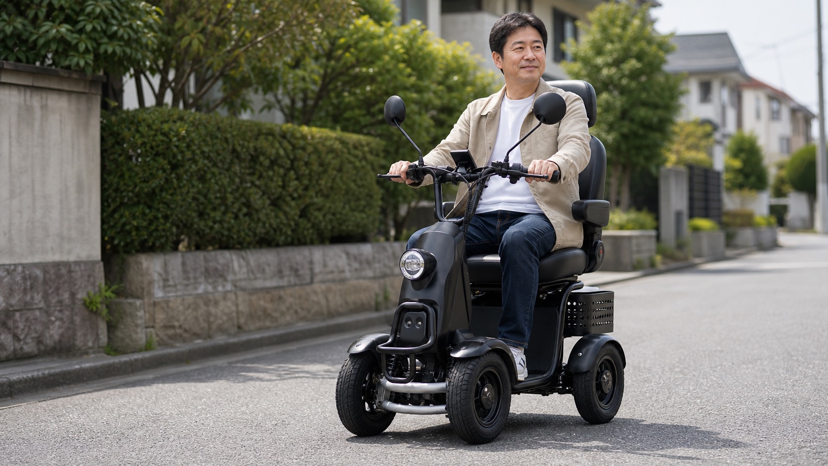 日本人モデルがエレポーターに乗る16:9画像